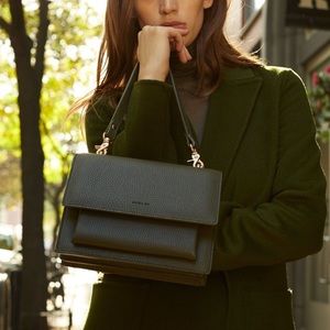 Black Angela Roi Eloise Satchel vegan purse bag